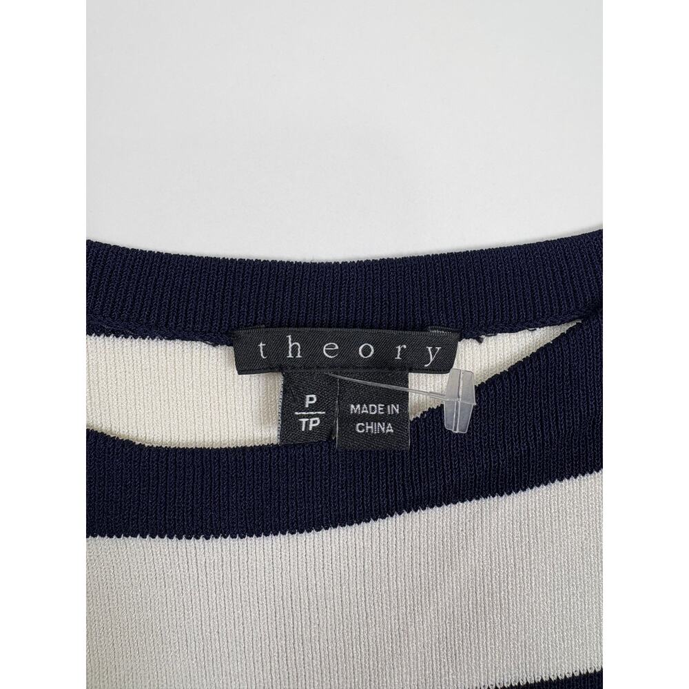 Theory Lasina Dasher Navy Ivory Nautical Stripe Knit Sheath Dress Petite Coastal - Picture 5 of 15
